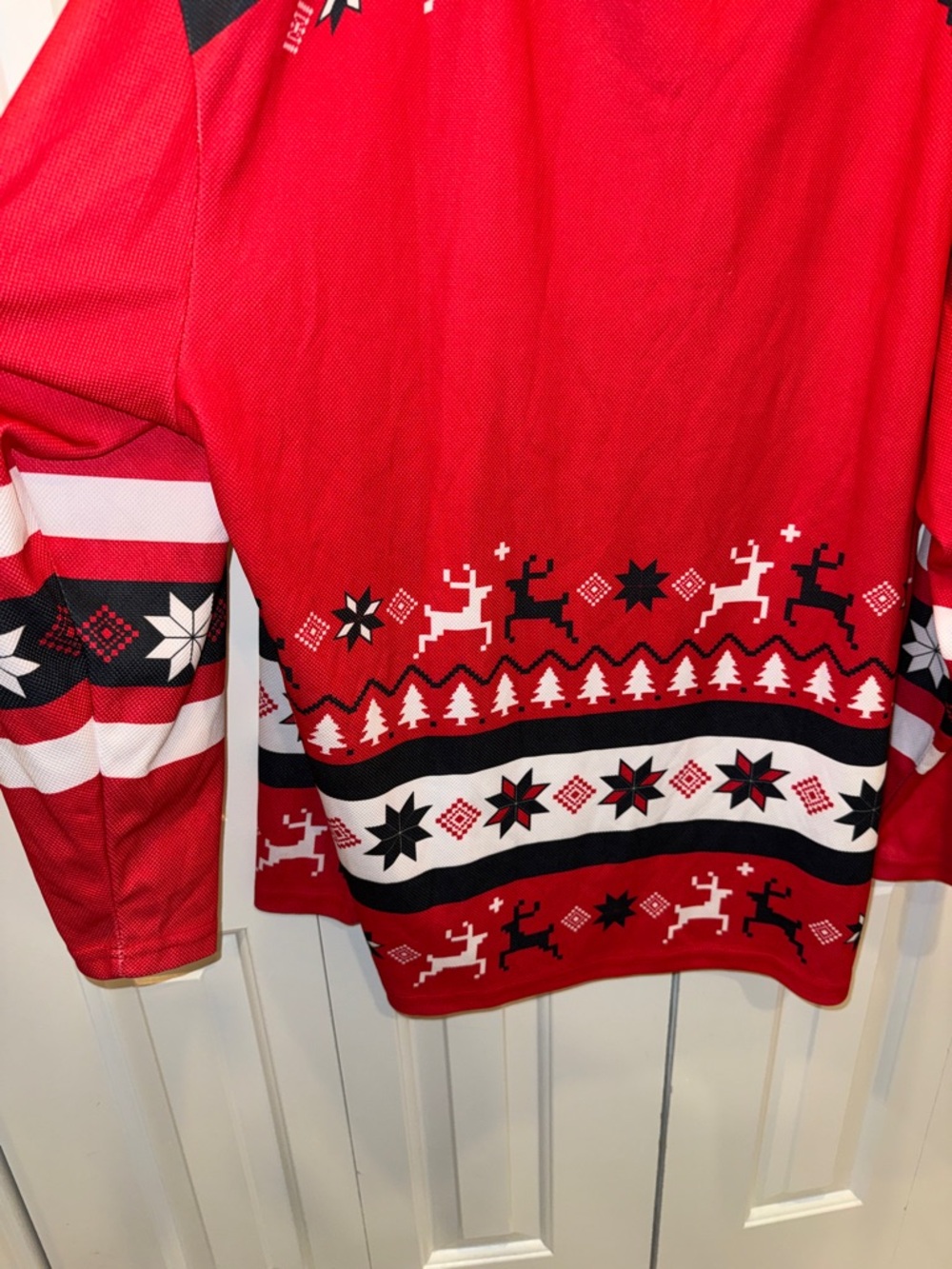 NHL Red and Black Holiday Knit-Style Hockey Jersey - Picture 5 of 6
